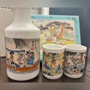 Elegant Asian-Inspired Ceramic Sake Cup Set